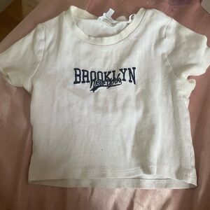 Cream Short Sleeve Tees with Brooklyn Design